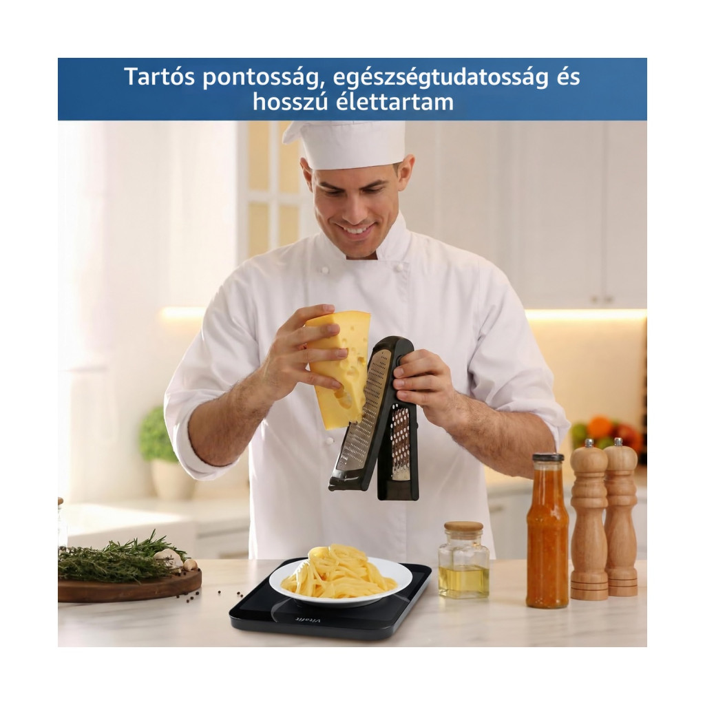 Vitafit VT707 digitális konyhai mérleg, 15 kg / 1 g, nagy üvegfelülettel – részletfotó