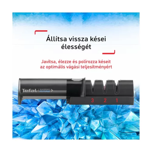 Tefal Ice Force K26505 háromlépcsős kézi késélező – használat közben