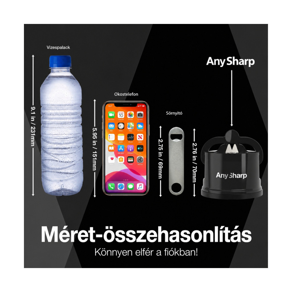 AnySharp Classic kézi késélező PowerGrip tapadókoronggal – használat közben