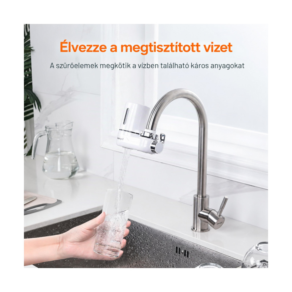 Ibergrif M91007 csapra szerelhető vízszűrő 5 adapterrel – főbb jellemzők