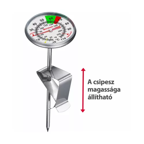 Westmark rozsdamentes tejhőmérő állítható klipsszel – kompatibilitási nézet