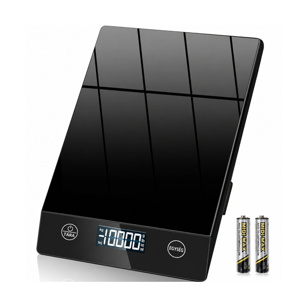 Letron K211H üveg digitális konyhai mérleg döntött kijelzővel, 10 kg / 1 g – termékfotó