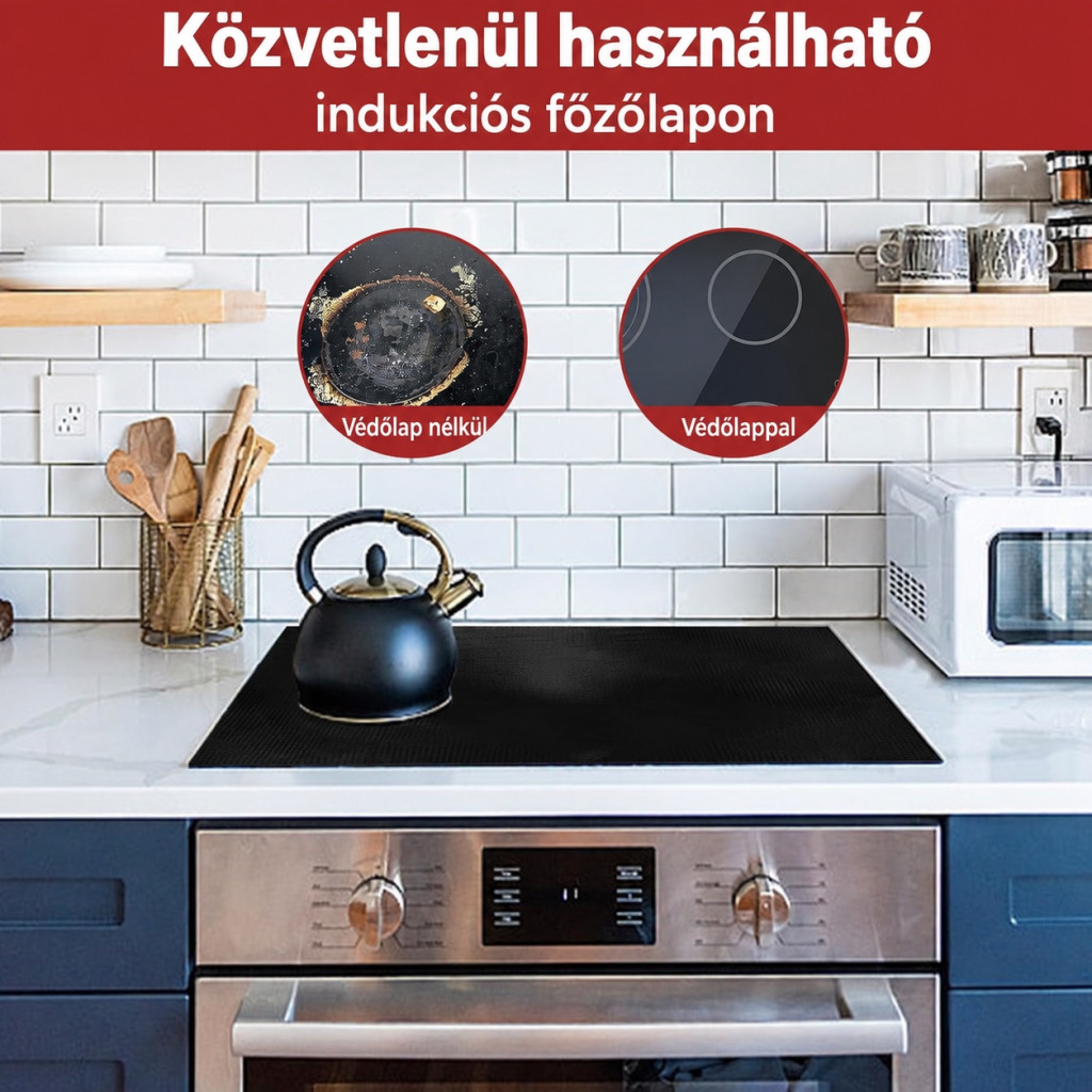 WestCH szilikon indukciós főzőlapvédő, 54 × 90 cm – használat közben