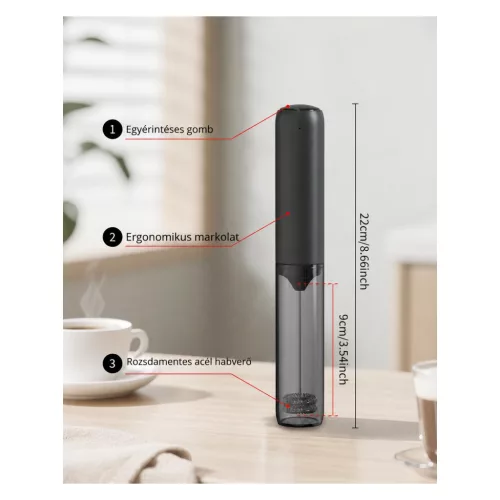 CIRCLE JOY KJBQ-65DX USB-C kézi tejhabosító tokkal – használat közben