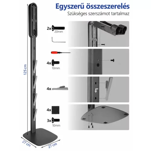 JUPELI álló porszívótartó Dyson V6–V16 modellekhez, 4 tartozékkampóval – részletfotó