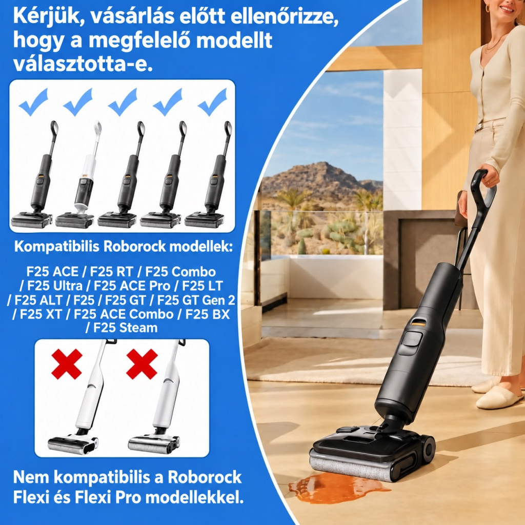 Fixbetter kefehenger- és HEPA-szűrőkészlet Roborock F25 modellekhez, 5 részes – kompatibilitási nézet