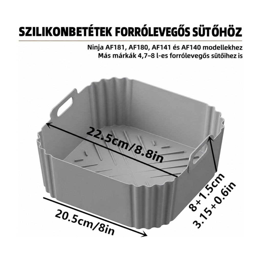 LYHOLKEER air fryer szilikon sütőbetét 4,7–6,5 l, 2 db – használat közben