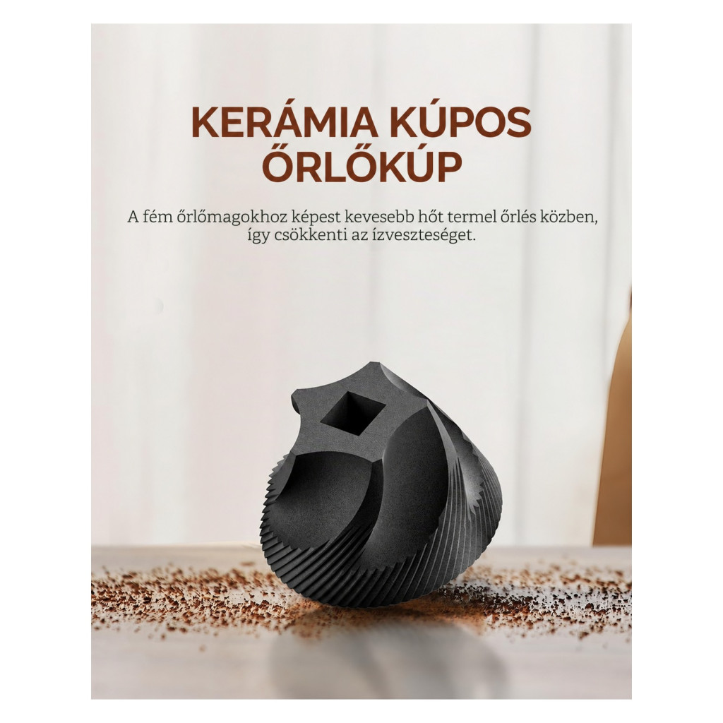CIRCLE JOY kézi kávédaráló, 40 fokozat, ezüst – főbb jellemzők