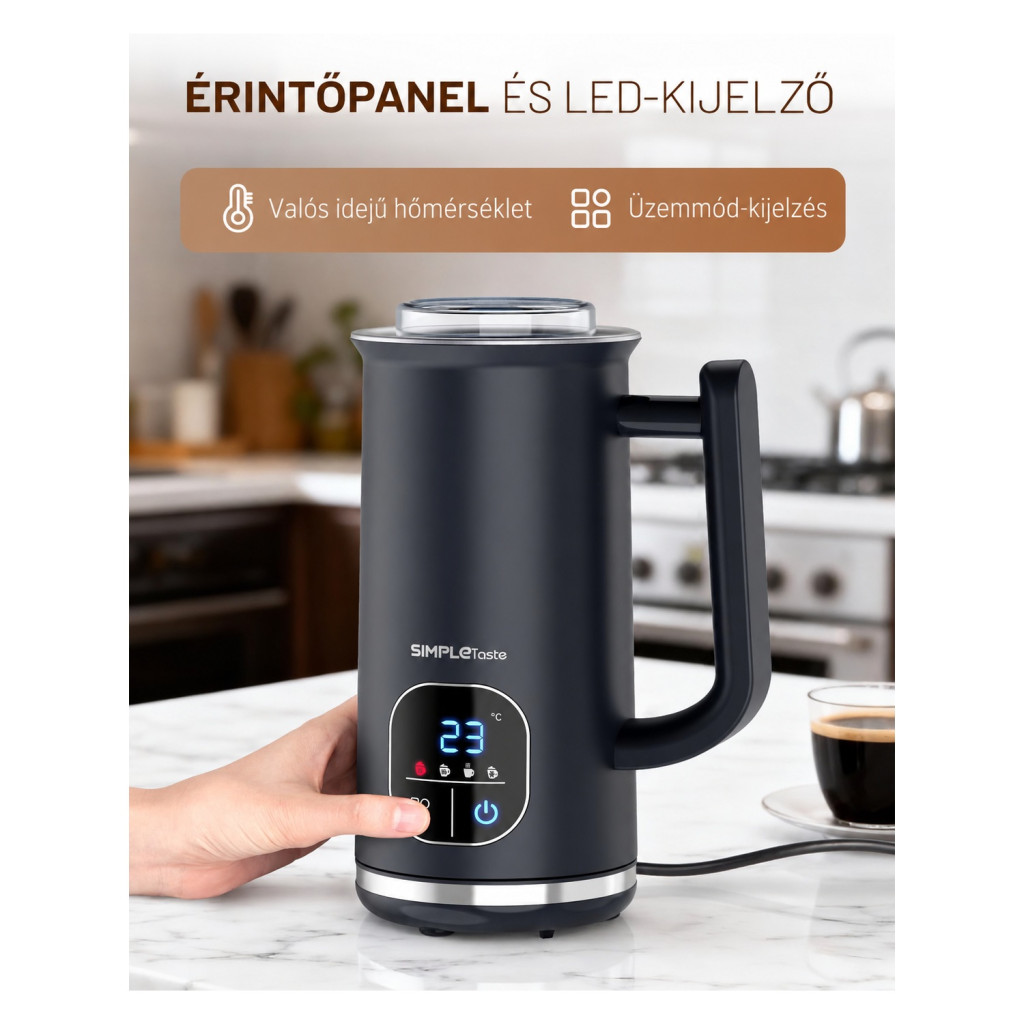 SIMPLETASTE 4 az 1-ben elektromos tejhabosító, 240 ml – használat közben