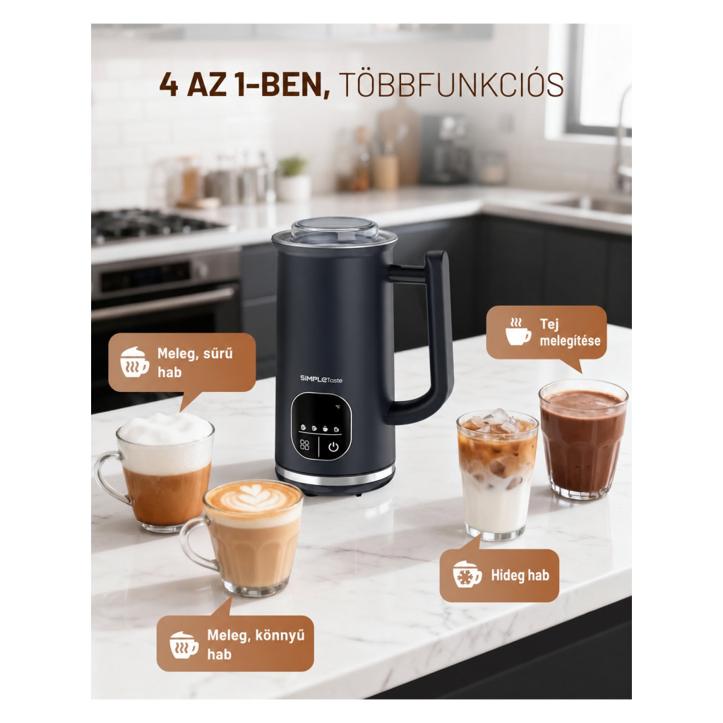 SIMPLETASTE 4 az 1-ben elektromos tejhabosító, 240 ml – kompatibilitási nézet