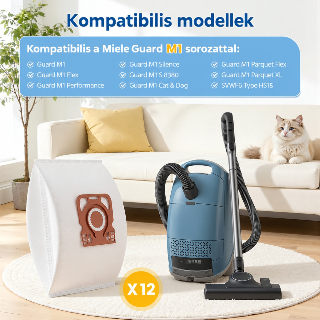 Caehomly porzsák Miele Guard M1 porszívóhoz, 12 db + 8 szűrő – részletfotó