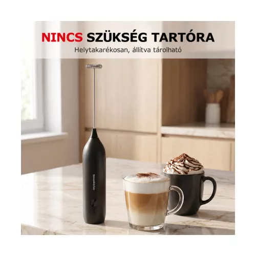 Bonsenkitchen MF8715 USB-C kézi tejhabosító, fekete – részletfotó