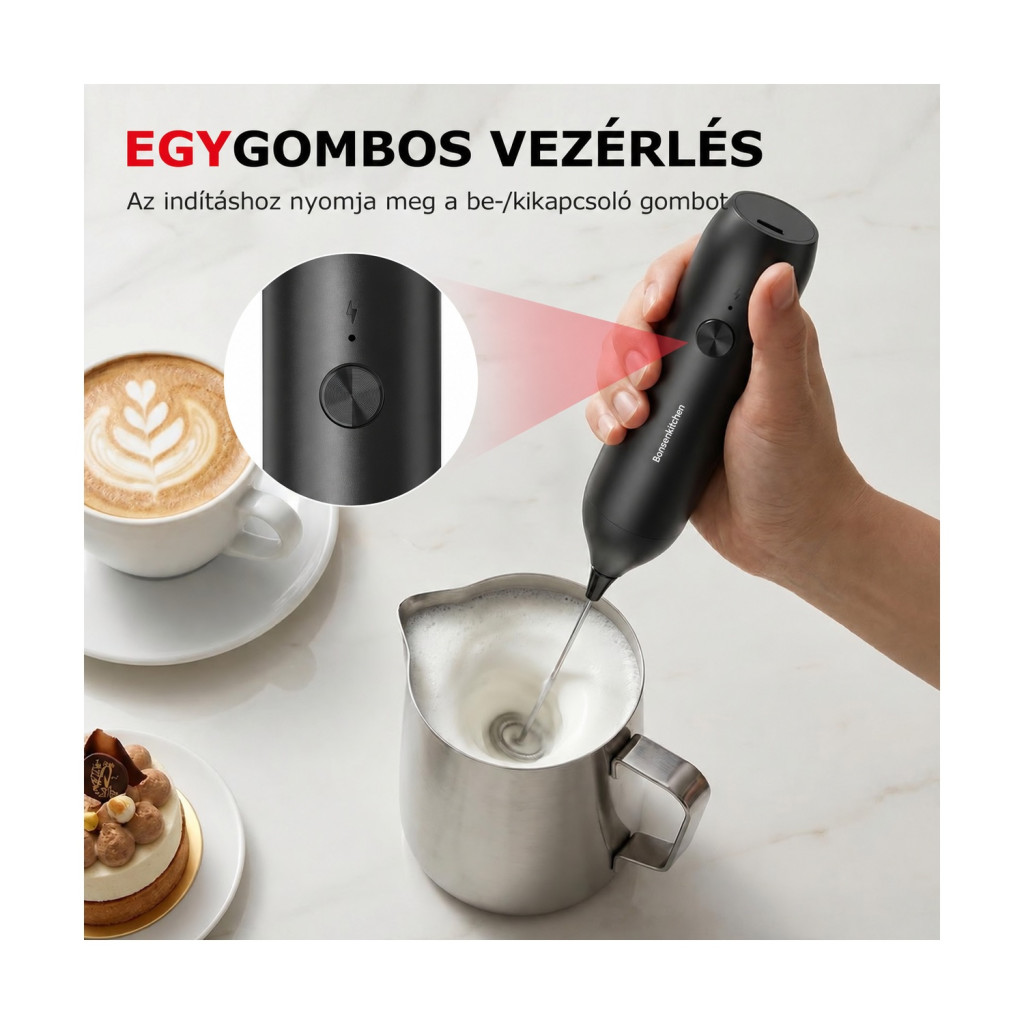 Bonsenkitchen MF8715 USB-C kézi tejhabosító, fekete – kompatibilitási nézet