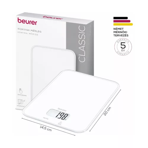 Beurer KS 19 Pure White digitális konyhai mérleg, 5 kg / 1 g – használat közben