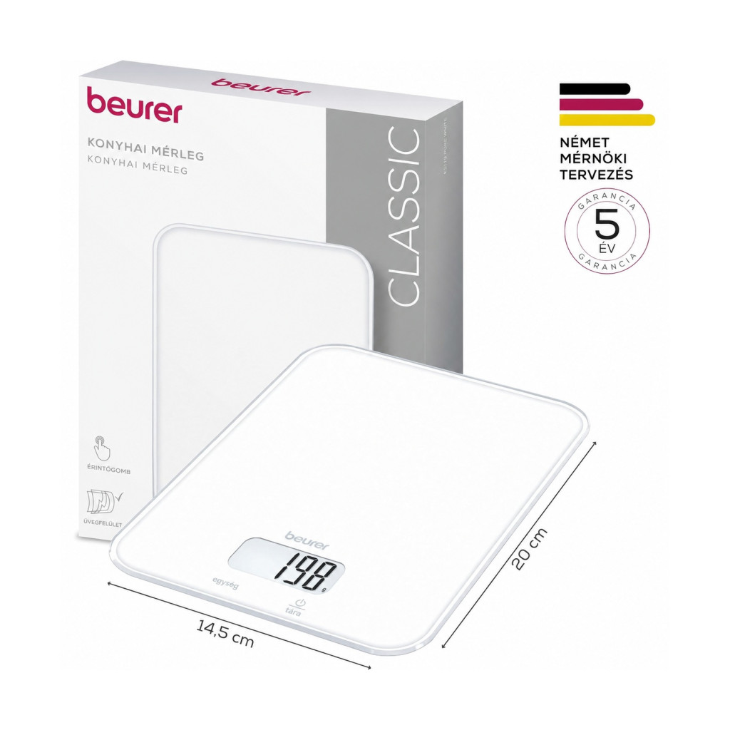 Beurer KS 19 Pure White digitális konyhai mérleg, 5 kg / 1 g – használat közben