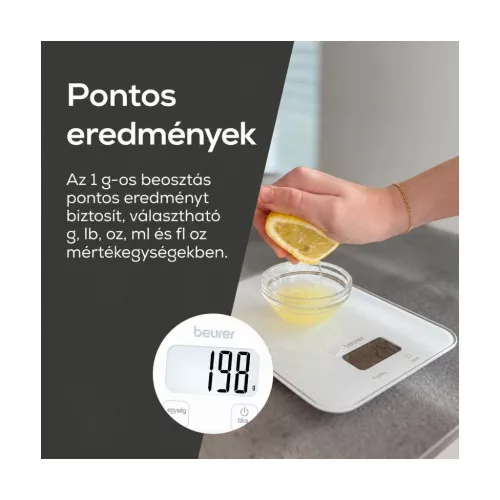 Beurer KS 19 Pure White digitális konyhai mérleg, 5 kg / 1 g – kompatibilitási nézet