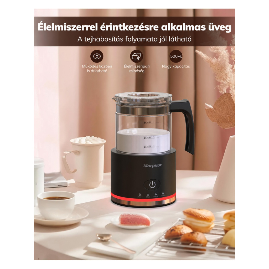 Morpilot 4 az 1-ben elektromos tejhabosító, 600 W, 500 ml – kompatibilitási nézet