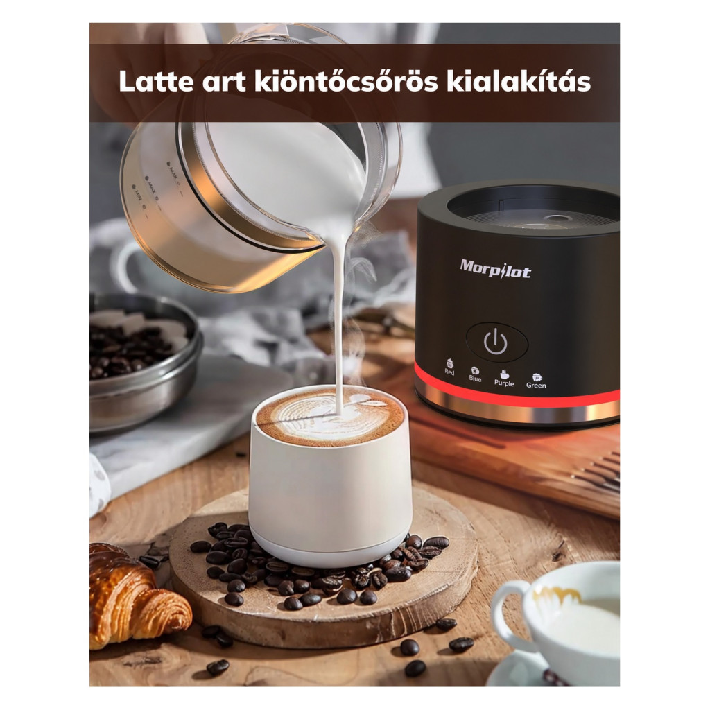 Morpilot 4 az 1-ben elektromos tejhabosító, 600 W, 500 ml – főbb jellemzők
