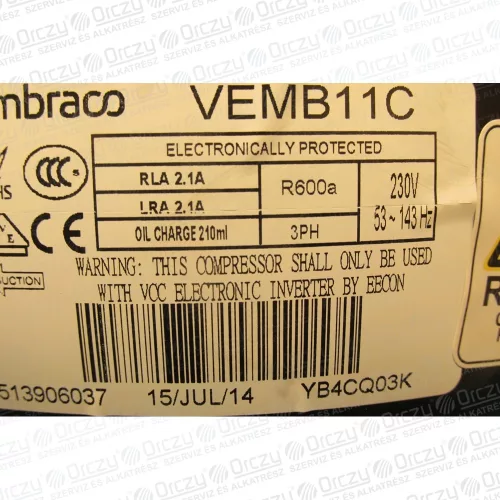 WEMB11C Kompresszor, inverteres R600 (eredeti) INDESIT hűtőgép