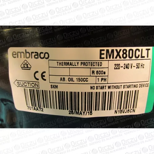 Kompresszor EMX80CLT R600A (eredeti) INDESIT hűtőgép