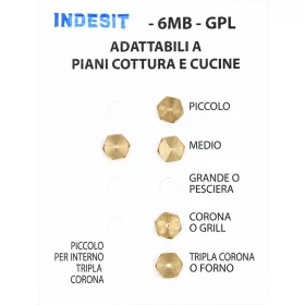   WHIRLPOOL / INDESIT sütő/főzőkészülék lpg befecskendezők gpl 6MB készlet 5 db