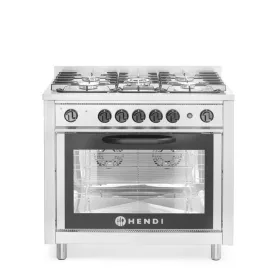 HENDI Kitchen Line Gáztűzhely 5 égővel és elektromos sütővel, 14,3 kW (225707)