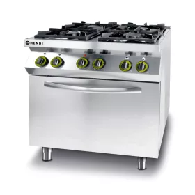 HENDI Kitchen Line 4 égős gáztűzhely GN 1/1 konvekciós sütővel, 19kW (225882)
