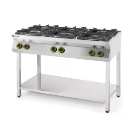 HENDI Kitchen Line Gáztűzhely 6 égőfejes nyitott állvánnyal 28,5kW (226094)
