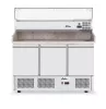Arktic Háromajtós pizza munkaasztal hűtővitrinnel - 254+40L, 1400 mm - Gránit munkalappal (232033)