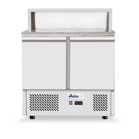 Arktic Kétajtós pizza munkaasztal - 300L, Gránit munkalap - GN 1/1 kompatibilis (232859)