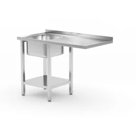 HENDI Asztal mosogatóval, mosogatógép hellyel és polccal - 1200x700x850mm - Bal oldali (237519)