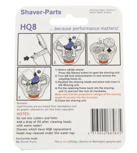Shaver-Parts HQ8 Körkés Szett - "Lift & Cut" - Philips borotvákhoz (HQ8)