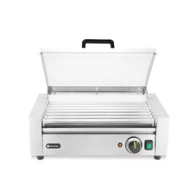 HENDI Kolbászsütő grill, 1 zónás, 7 görgős, energiatakarékos fedéllel (268636)