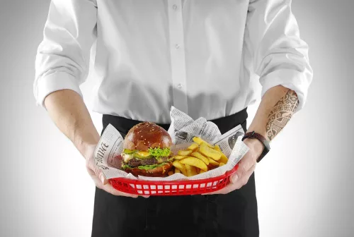 HENDI Tálaló kosár fast food stílusban - 275x175x38 mm, Piros, 6 db-os szett (426319)