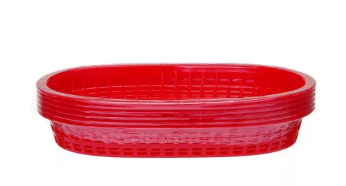 HENDI Tálaló kosár fast food stílusban - 275x175x38 mm, Piros, 6 db-os szett (426319)