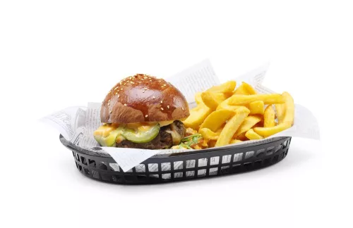 HENDI Tálaló kosár, fast food stílusban - 275x175x38 mm, 6 db, Fekete (426890)
