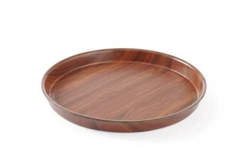 AmerBox Felszolgáló tálca „Wood form” - Mahagóni, ø420 mm - Csúszásmentes (507773)