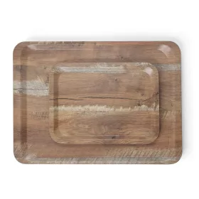 AmerBox Melamin Felszolgáló Tálca - 240x340 mm, Fa mintázattal (508916)