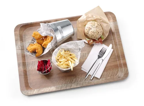 AmerBox Melamin felszolgáló tálca - 370x530mm, Fa mintázattal - GN 1/1 (508947)