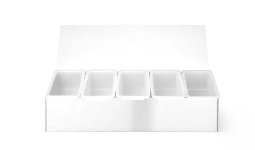 Alapanyag tároló doboz, BarUp, 5 tartály, 375x140x(H)90mm