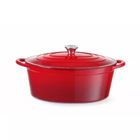   Zománcozott öntöttvas fazék, HENDI, 6,88L, Piros, 405x255x(H)134mm