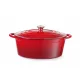 Zománcozott öntöttvas fazék, HENDI, 6,88L, Piros, 405x255x(H)134mm