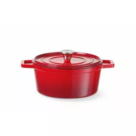   Zománcozott öntöttvas fazék, HENDI, 3,7L, Piros, 317x240x(H)105mm