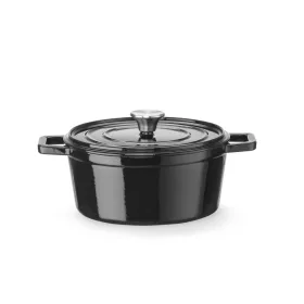   Zománcozott öntöttvas fazék, HENDI, 3,7L, Fekete, 317x240x(H)105mm