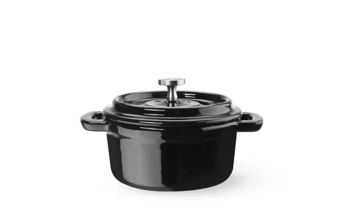 Zománcozott öntöttvas fazék, HENDI, 0,27L, Fekete, 130x100x(H)48mm