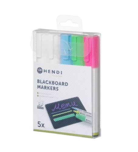 HENDI Tábla filctoll készlet - 2-6 mm, 5 db-os - Krétatáblákhoz (664216)