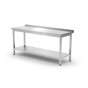 HENDI Fali asztal polccal - 1800x600x850 mm - Profi Line (811504)