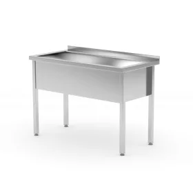 HENDI Egymedencés mosogató asztal, Profi Line - 800x600x850 mm - Hegesztett kivitel (811825)