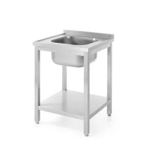 Hendi Profi Line Mosogatóasztal polccal - 600x600x850 mm, középen elhelyezett medencével (811856)