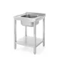 Hendi Profi Line Mosogatóasztal polccal - 600x600x850 mm, középen elhelyezett medencével (811856)